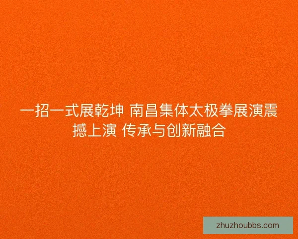 一招一式展乾坤 南昌集体太极拳展演震撼上演 传承与创新融合